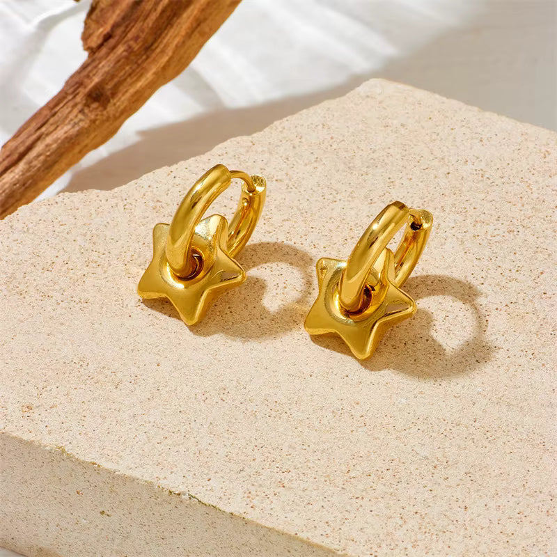 Star Charm Huggie Hoop Earrings