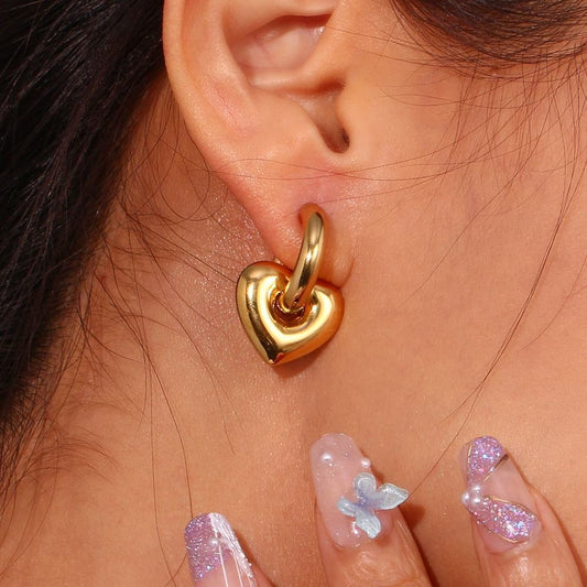 Heart Charm Hoop Earrings