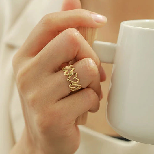 Hollow Hearts Adjustable Ring