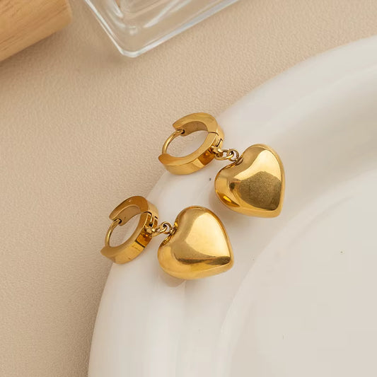 Heart Charm Huggie Hoop Earrings