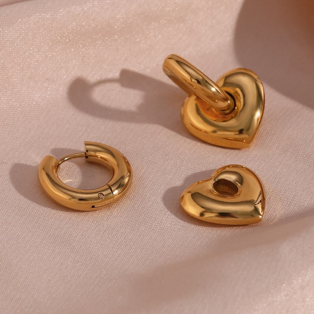 Heart Charm Hoop Earrings