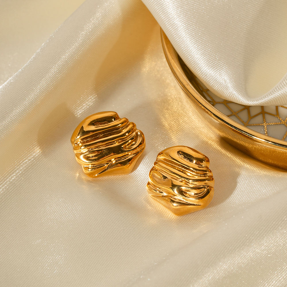 Geometric Hammered Stud Earrings