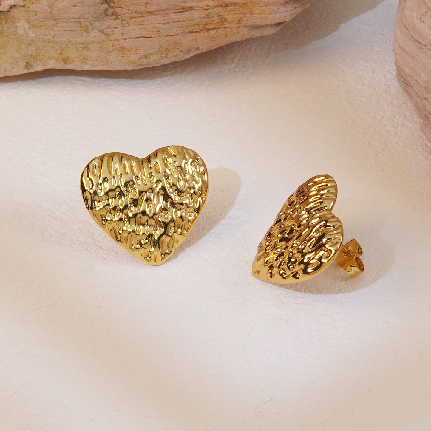 Textured Heart Stud Earrings