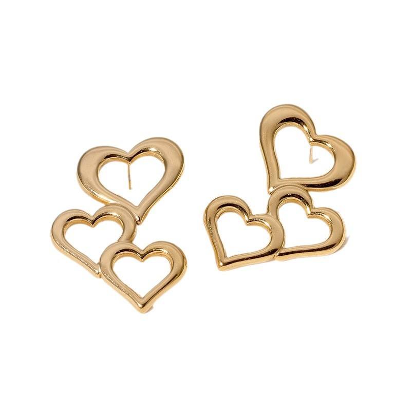 Triple Hearts Drop Earrings