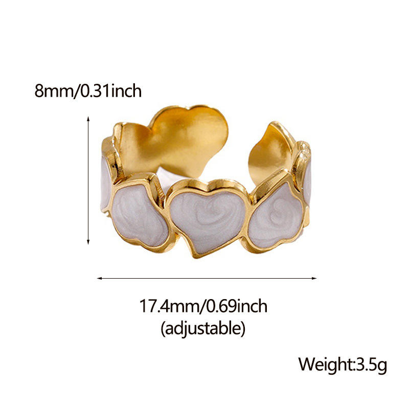 Heart White Enamel Ring