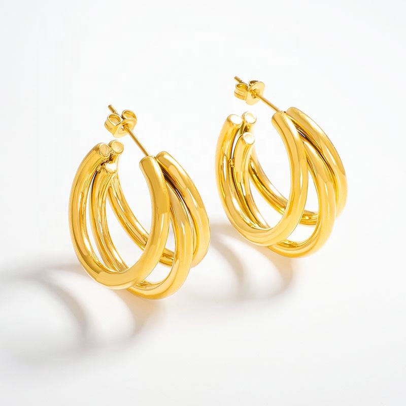Triple C Hoop Stud Earrings