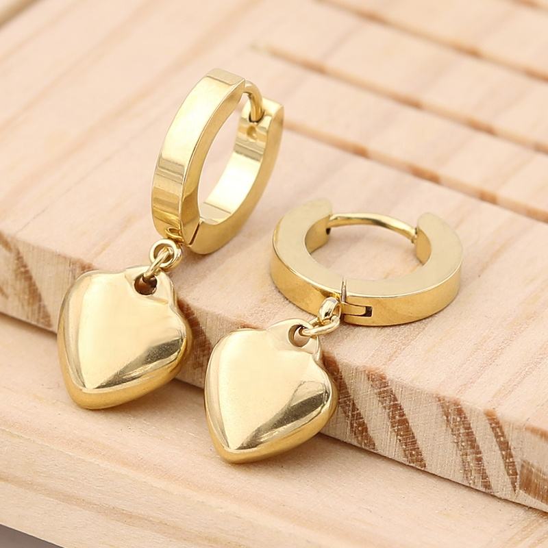 Heart Charm Huggie Hoop Earrings