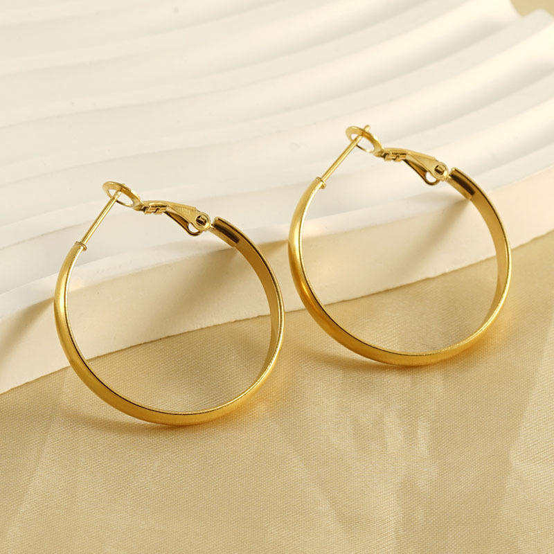 Flat 5cm, 4cm, 3cm Hoop Earrings