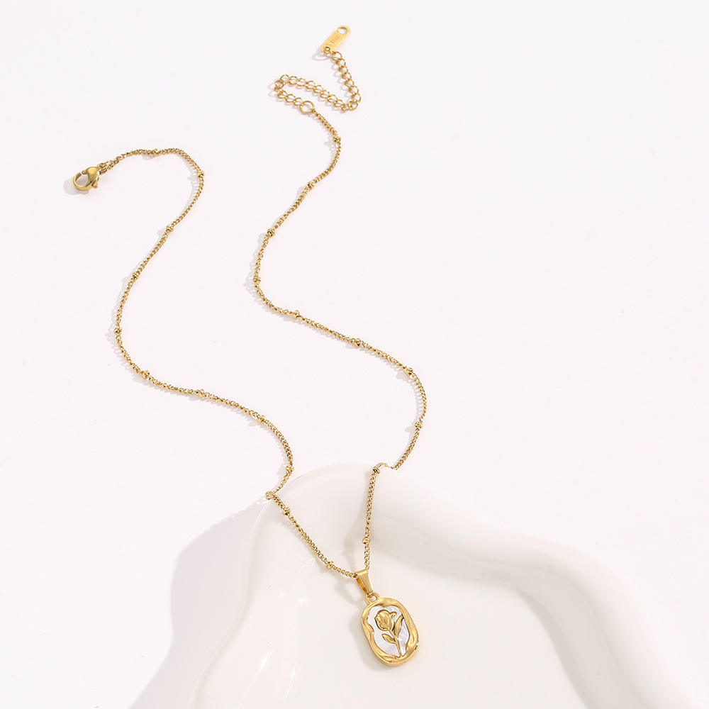 White Rose Pendant Necklace