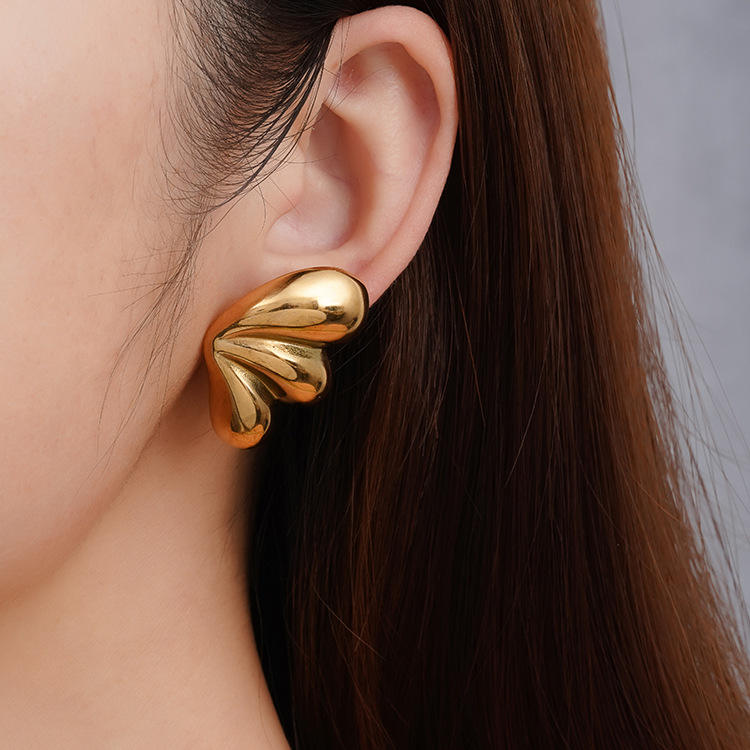Chunky Leaf Stud Earrings