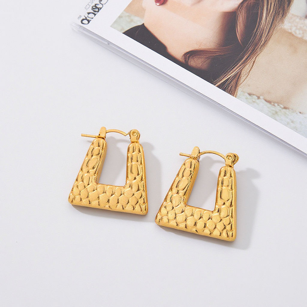 Textured Geometric Hoop Earrings