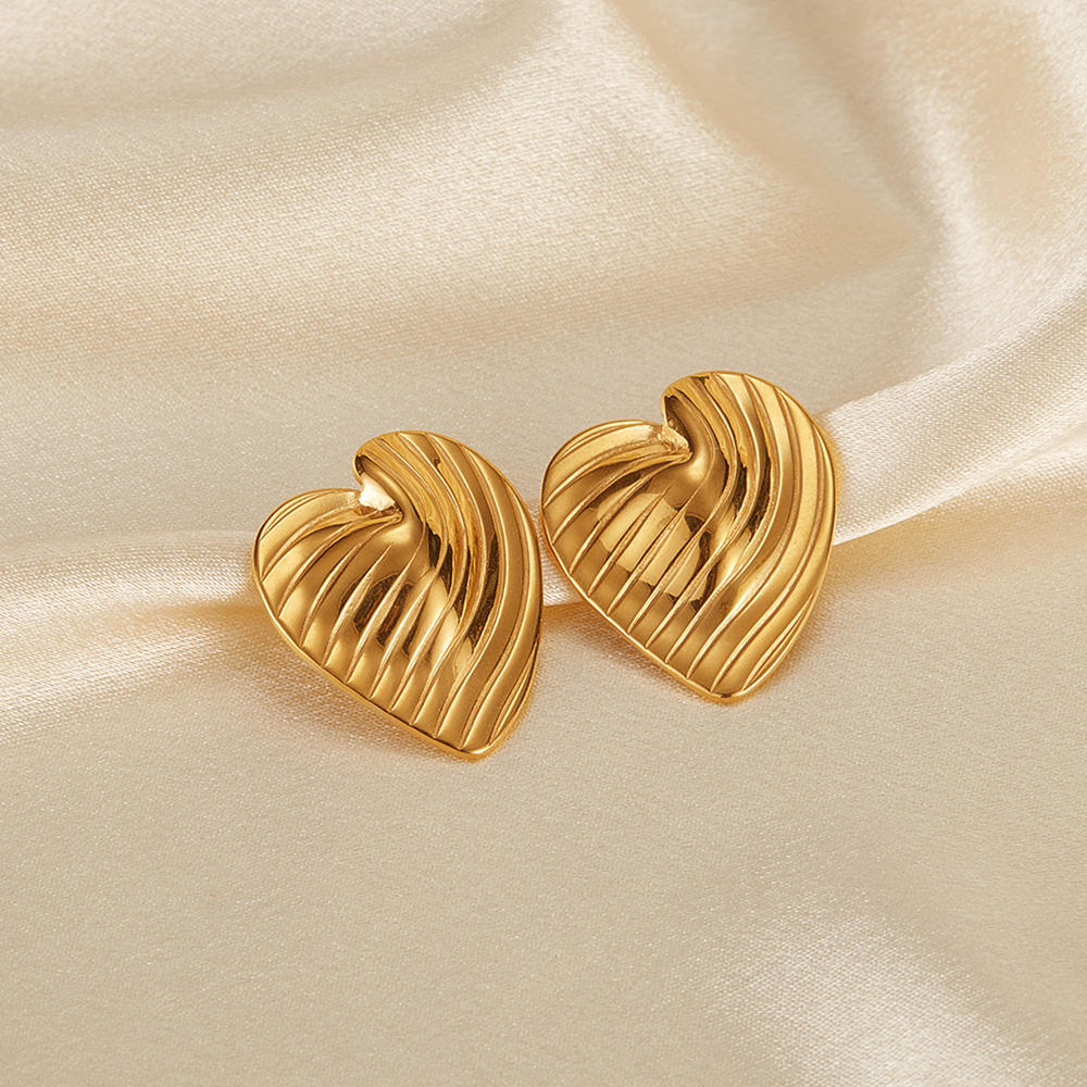 Sculpted Heart Stud Earrings