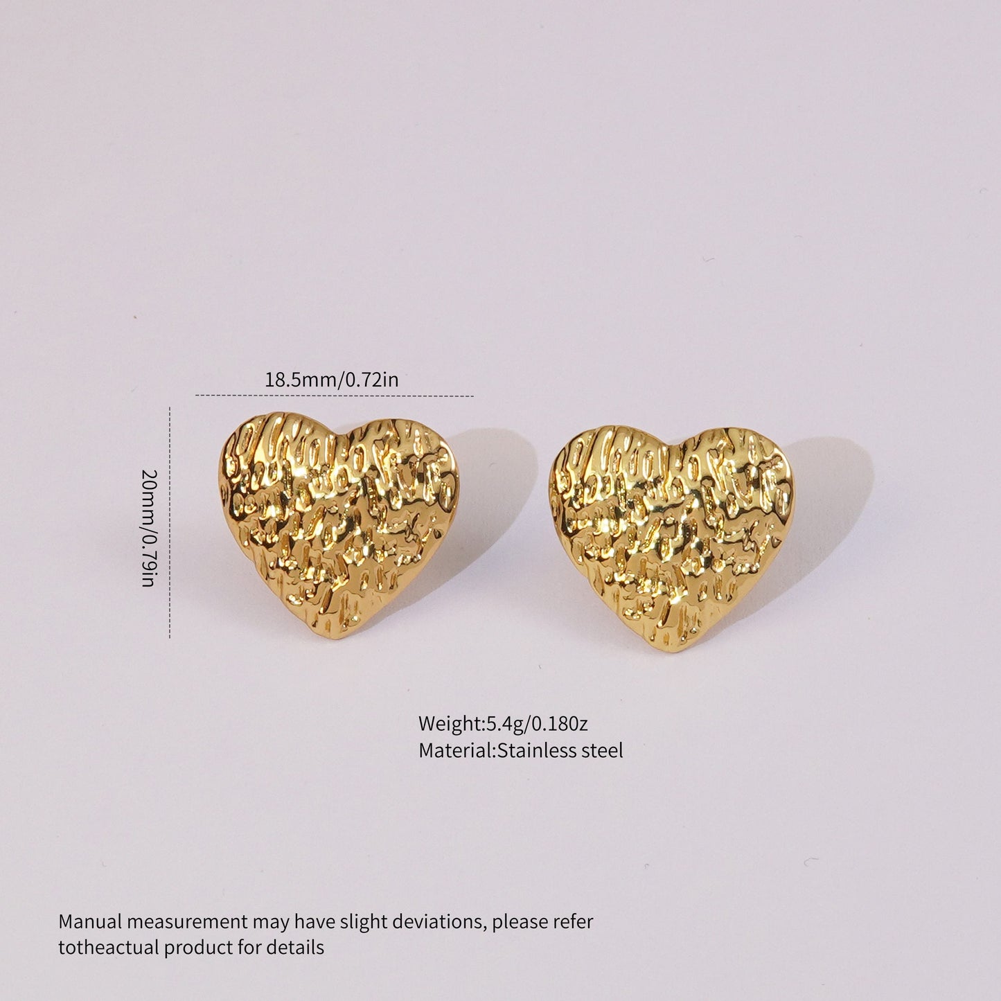 Textured Heart Stud Earrings