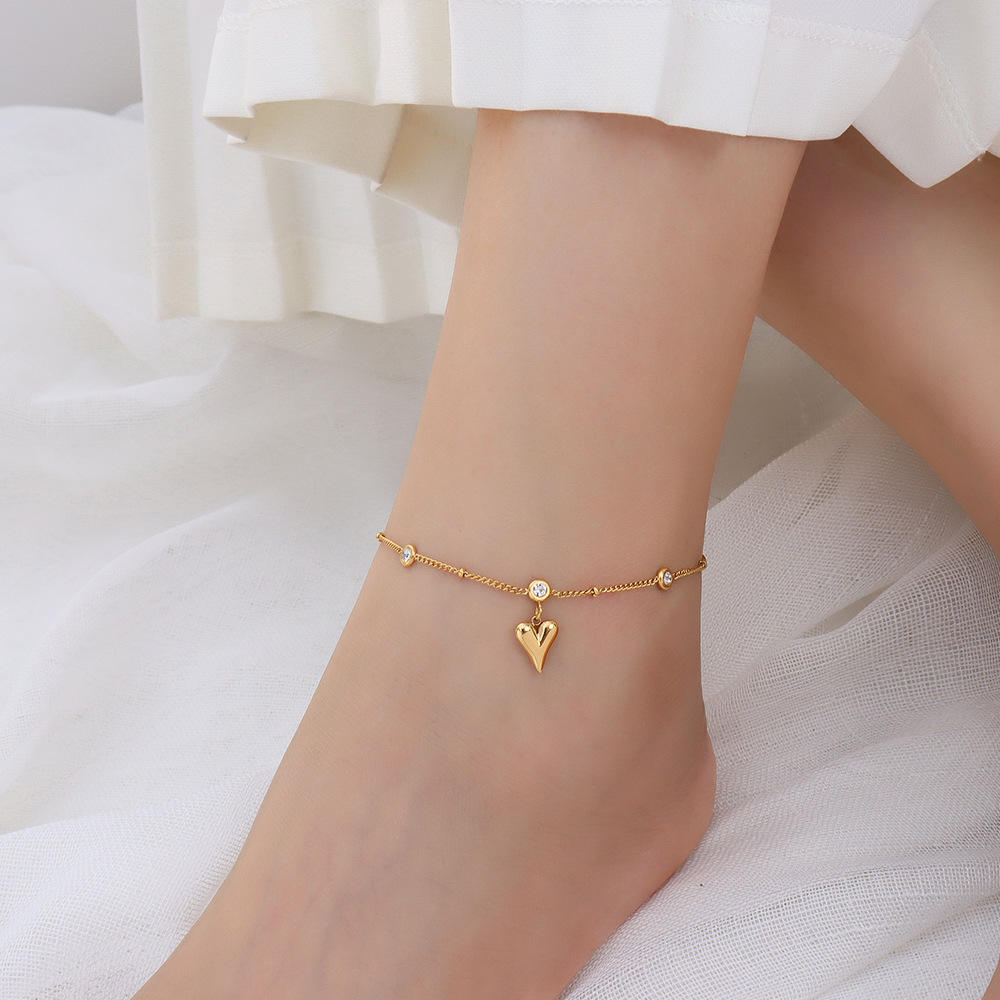 Heart Drop Diamond Anklet