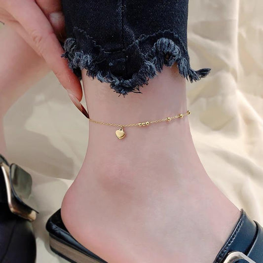 Mini Heart Drop Beads Anklet