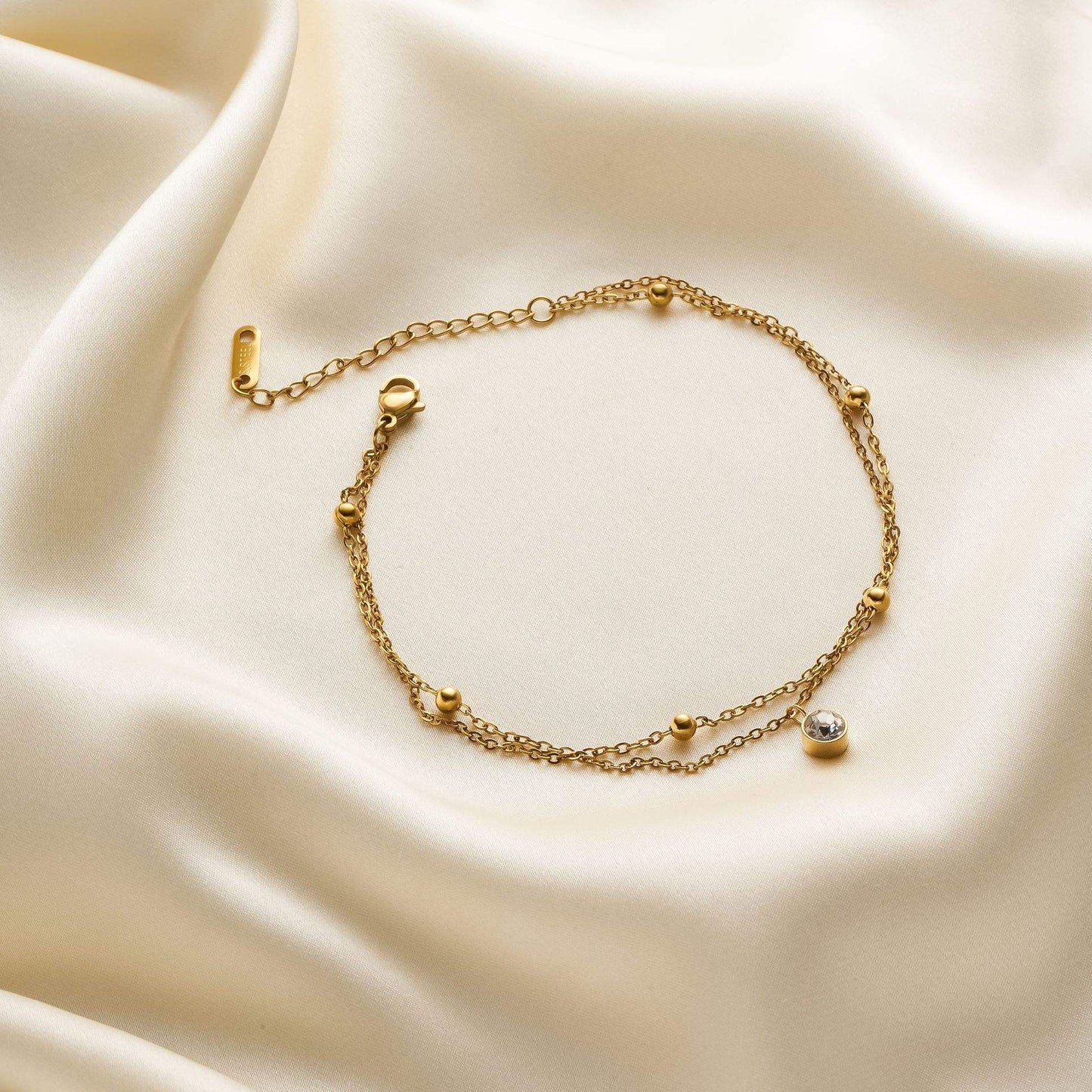 Single Diamond Beads Anklet