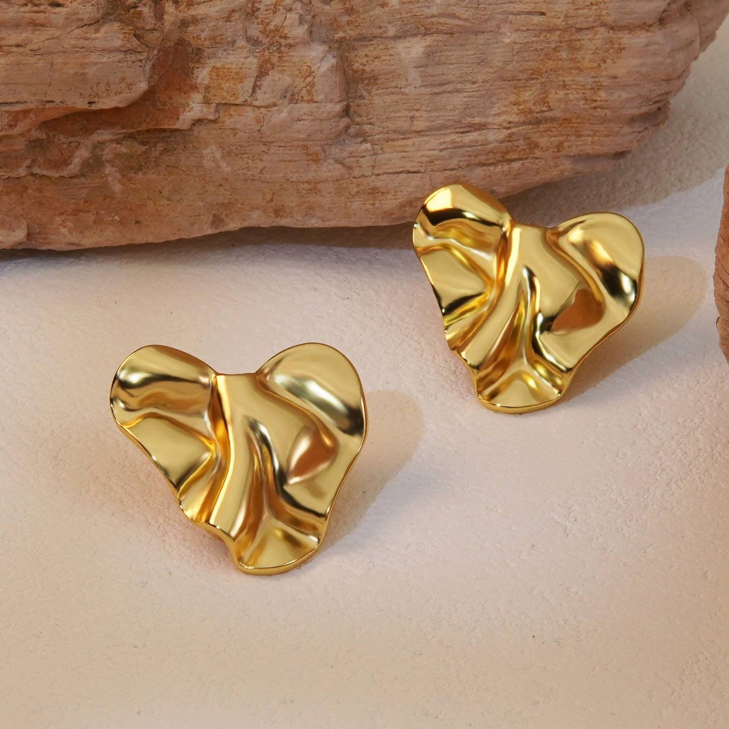 Crumple Heart Stud Earring