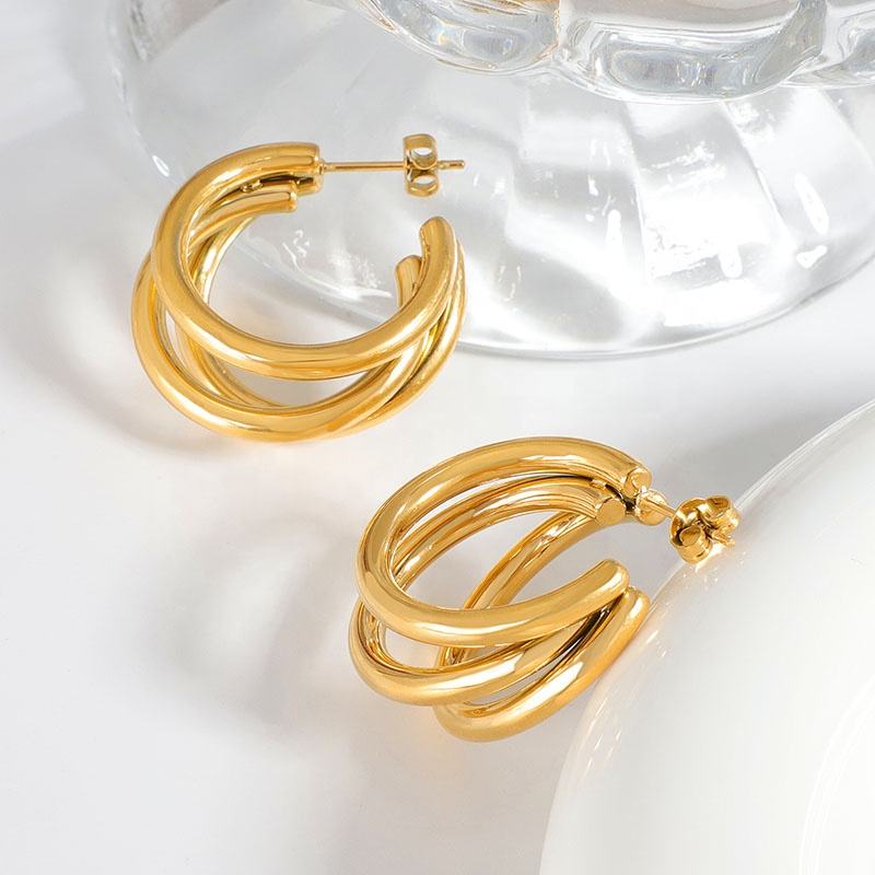 Triple C Hoop Stud Earrings
