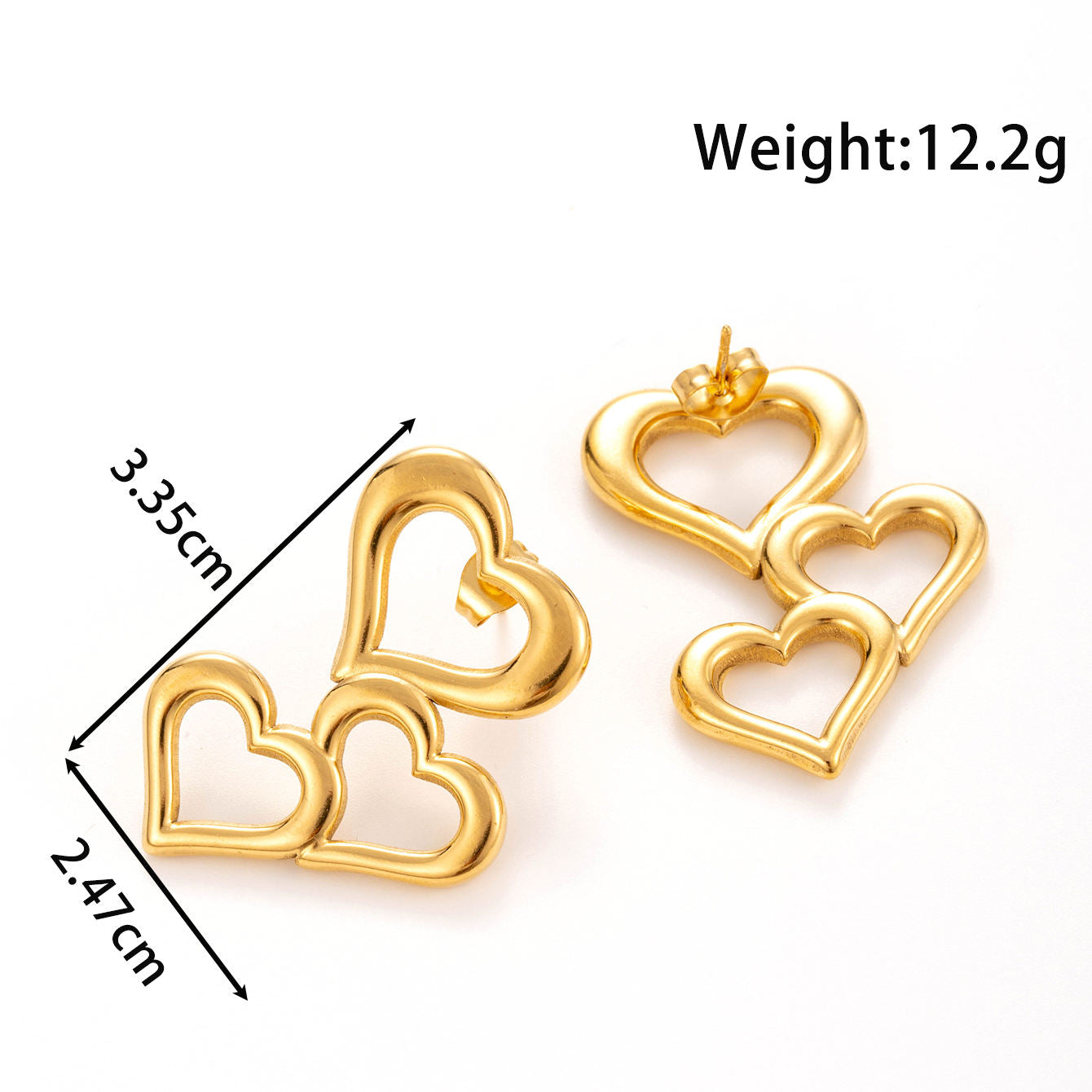 Triple Hearts Drop Earrings