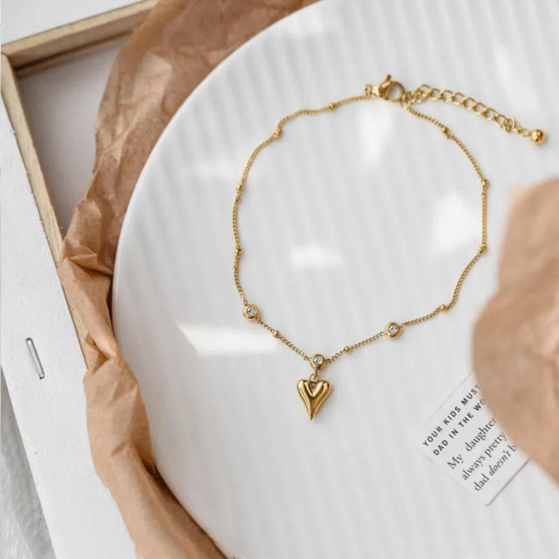 Heart Drop Diamond Anklet