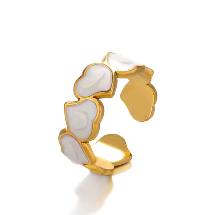 Heart White Enamel Ring
