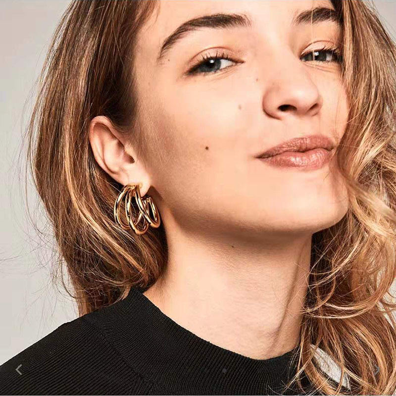 Triple C Hoop Stud Earrings