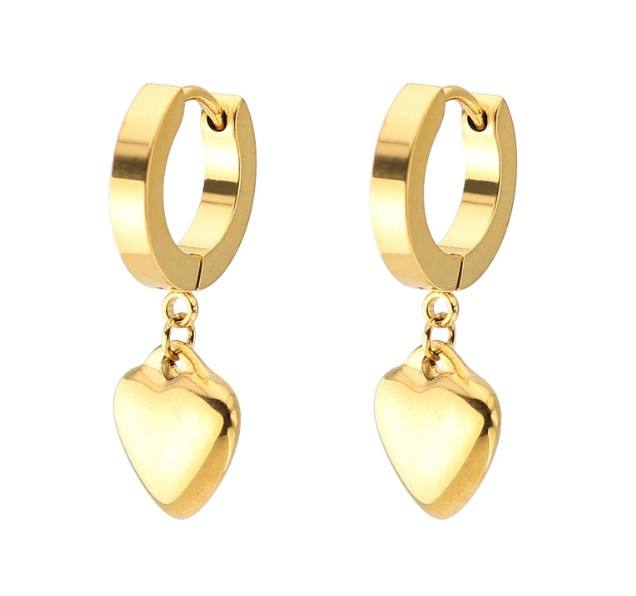 Heart Charm Huggie Hoop Earrings