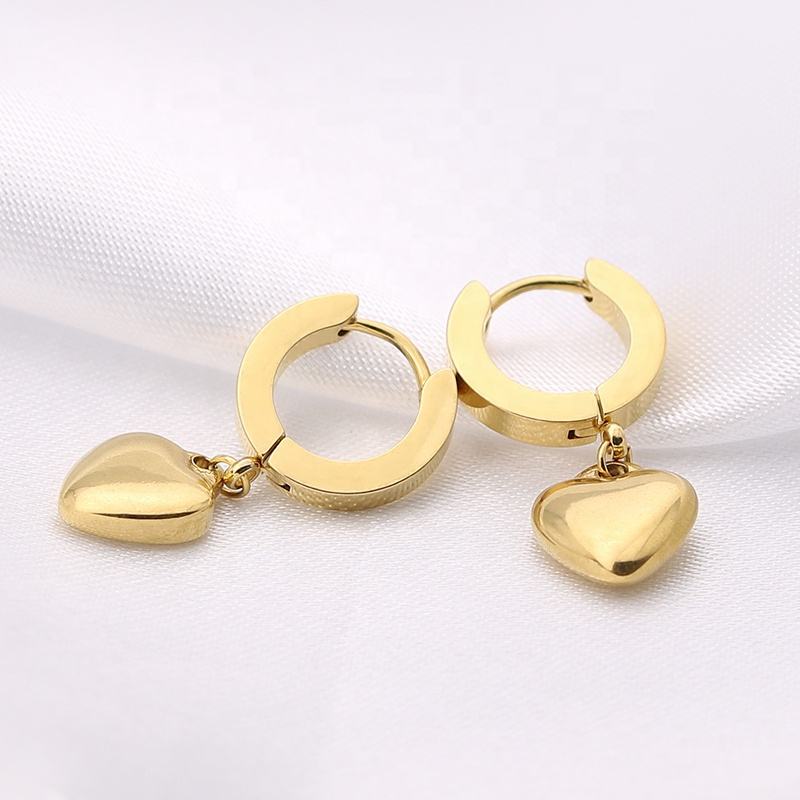 Heart Charm Huggie Hoop Earrings