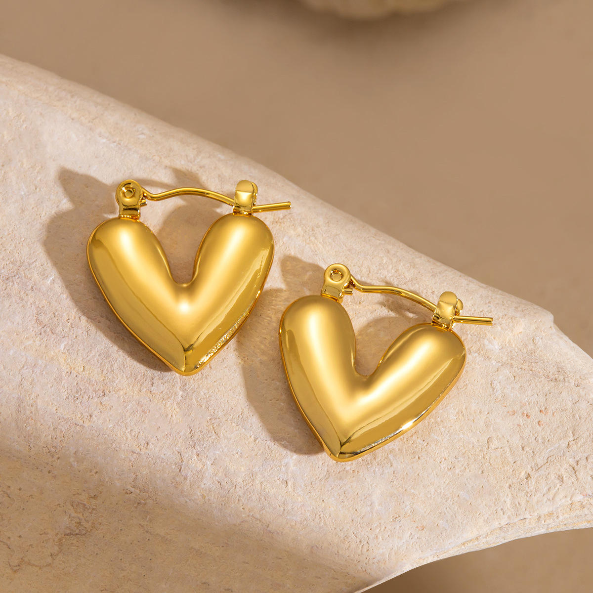 Smooth Heart Hoop Earrings