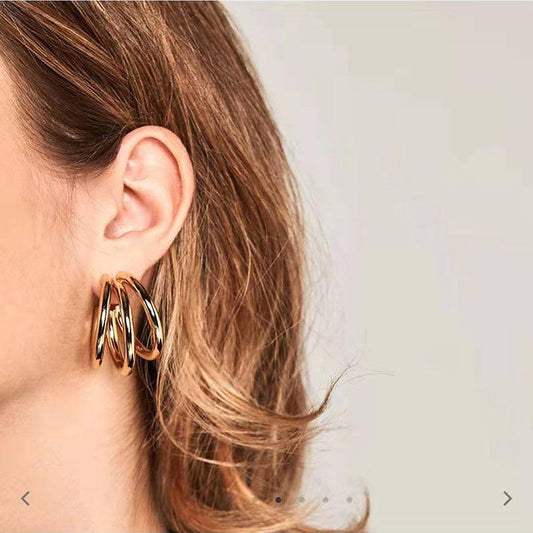 Triple C Hoop Stud Earrings