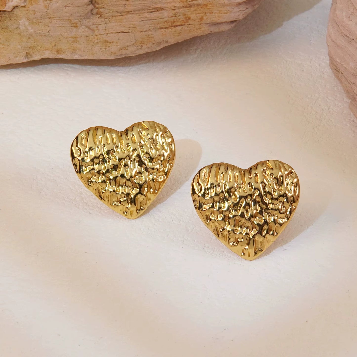 Textured Heart Stud Earrings