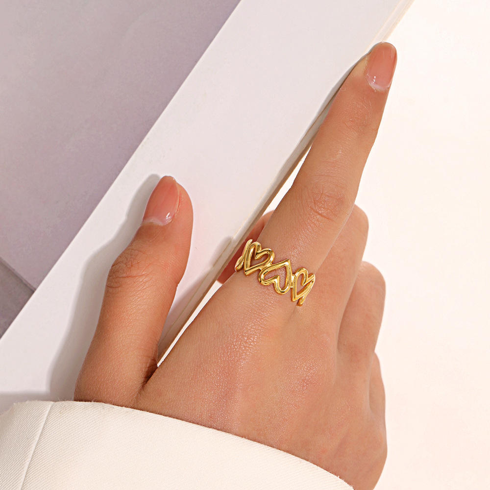 Hollow Hearts Adjustable Ring