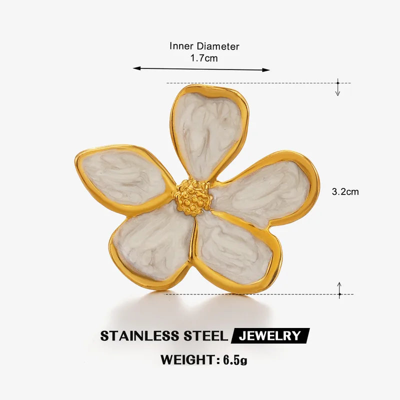 White Flower Statement Ring