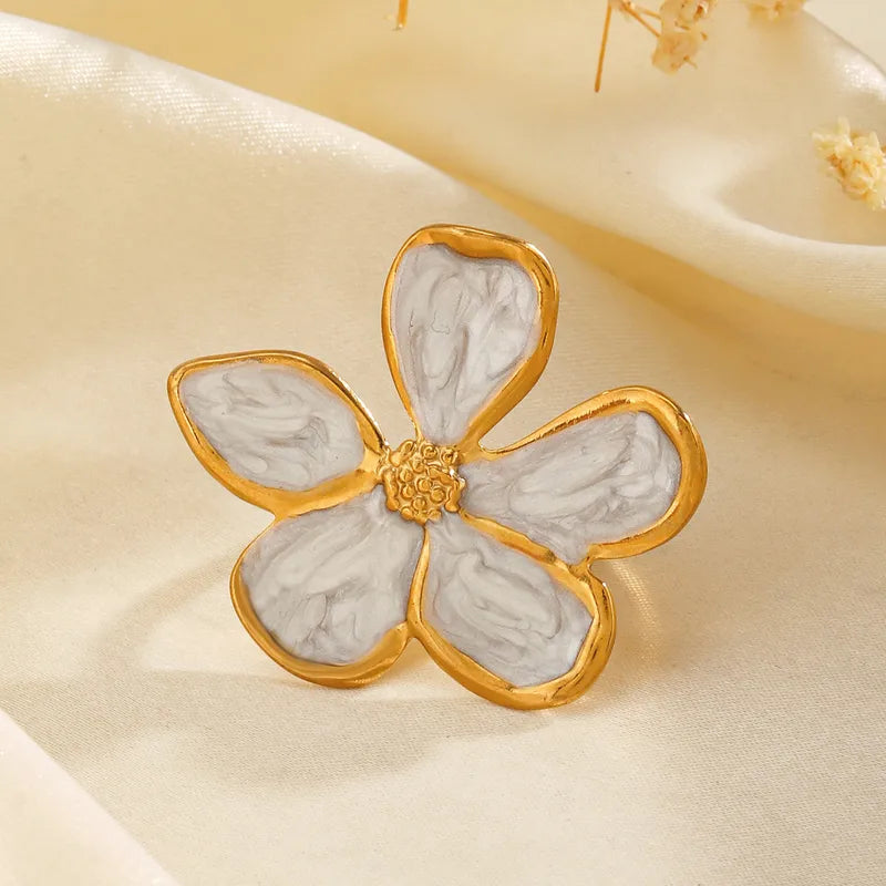 White Flower Statement Ring