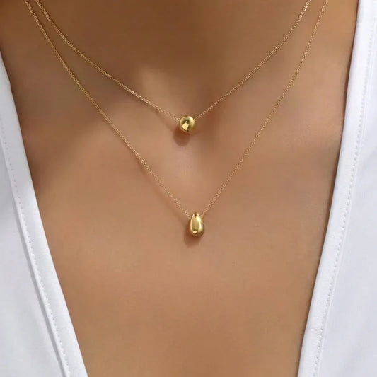 Minimal Drops Layered Necklace