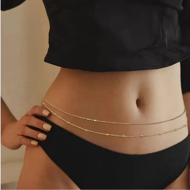 Round Bead Chain Double-layer Waist Chain