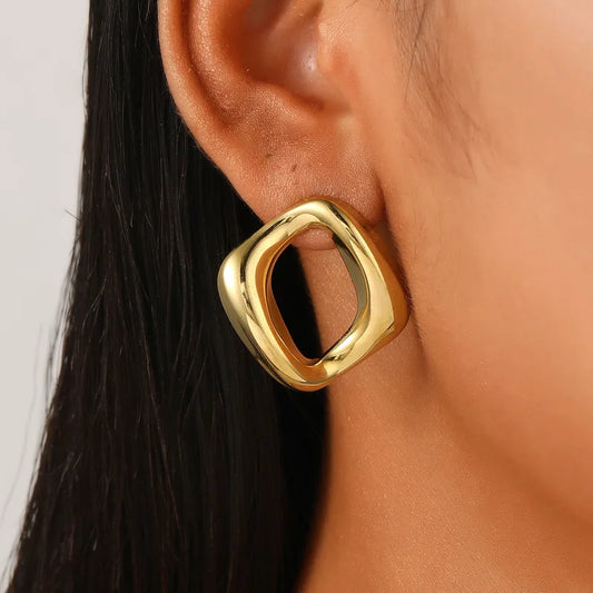 Square Retro Studs Earrings