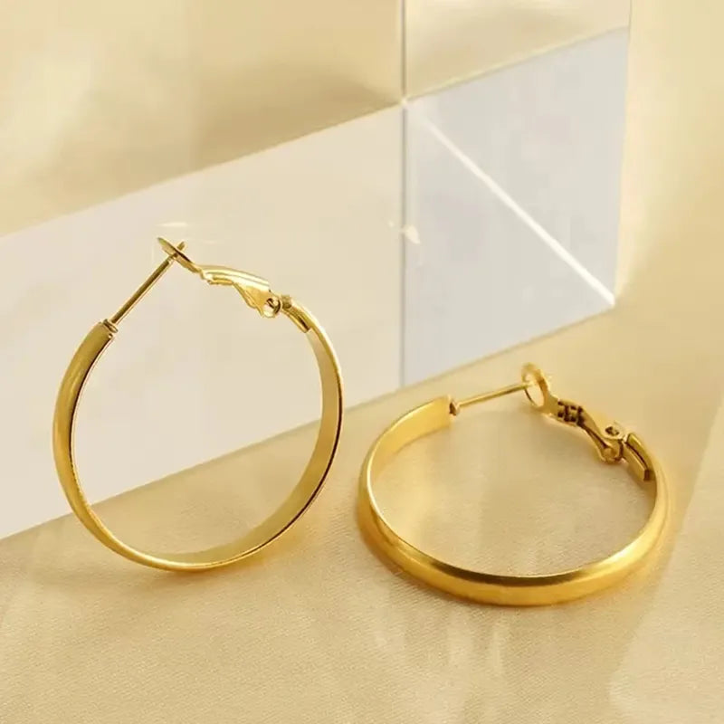 Flat 5cm, 4cm, 3cm Hoop Earrings