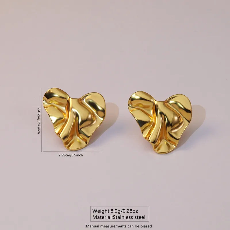 Crumple Heart Stud Earring