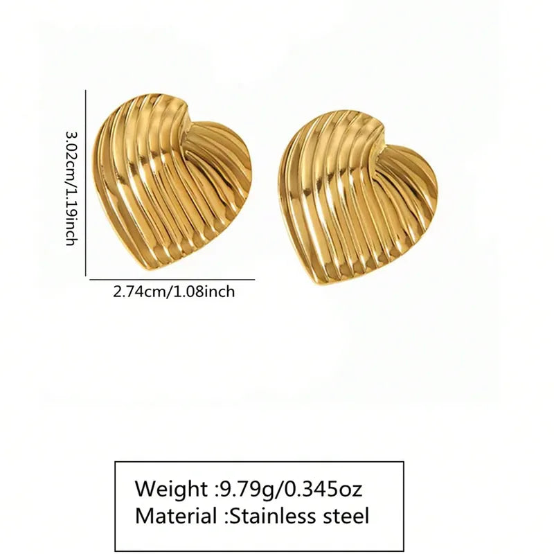 Sculpted Heart Stud Earrings