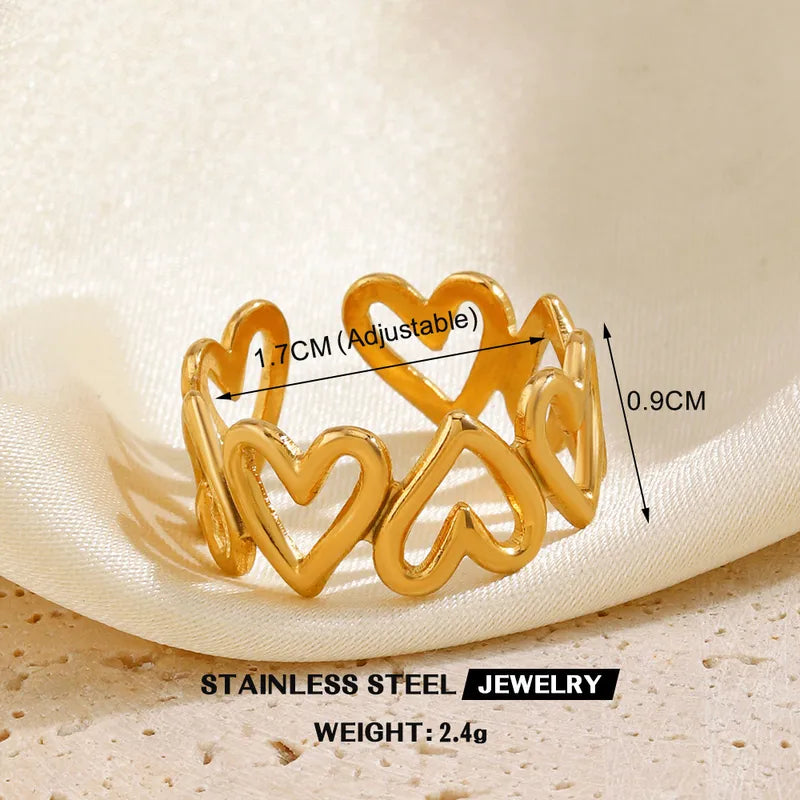 Hollow Hearts Adjustable Ring