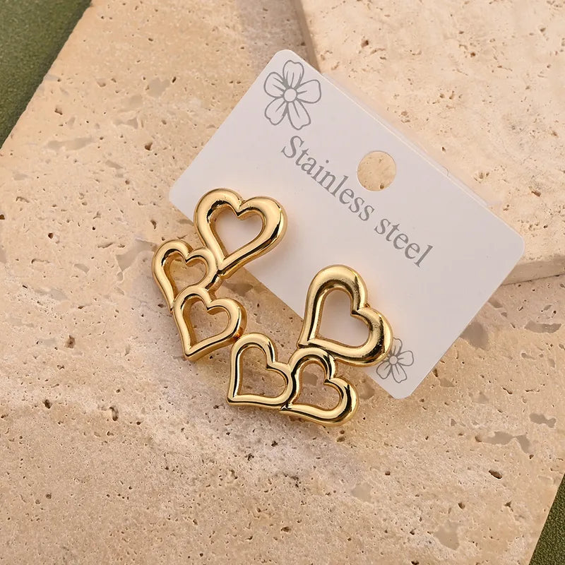 Triple Hearts Drop Earrings