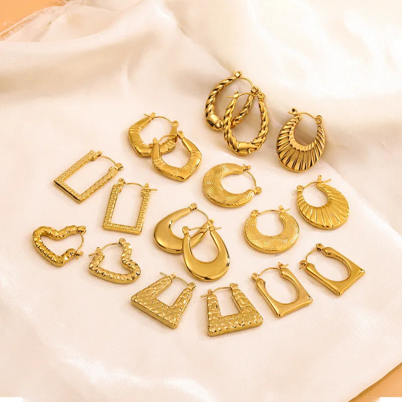 Textured Geometric Hoop Earrings