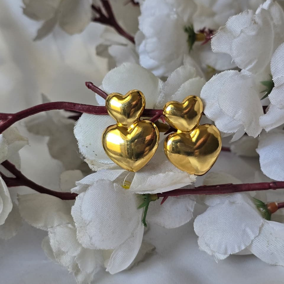 Double Heart Stud Earrings
