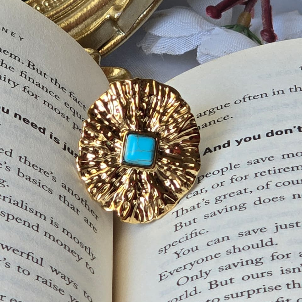 Turquoise Bloom Blue Stone Statement Ring
